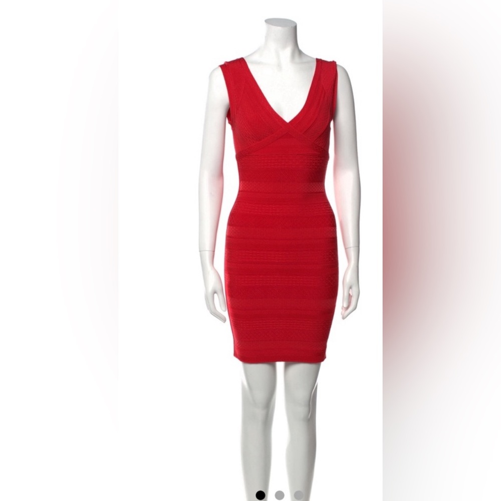 Herve Leger Mini bandage dress red